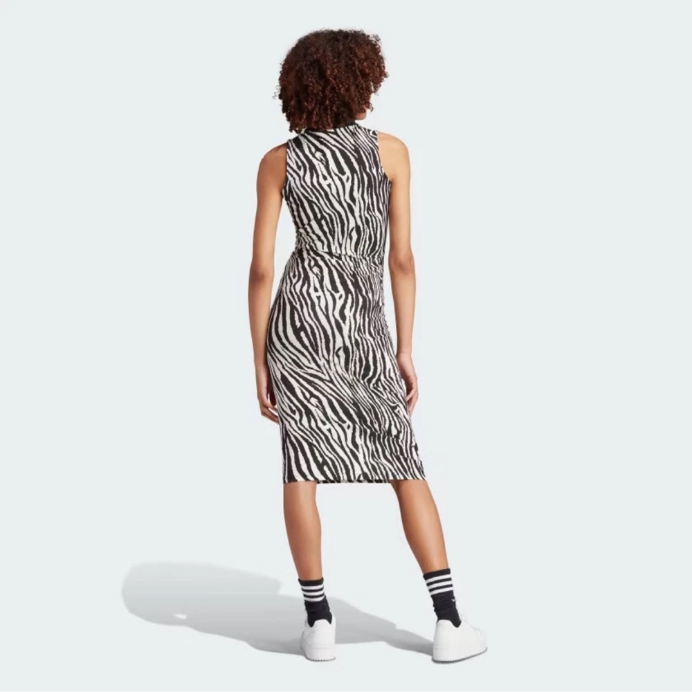 Adidas Originals All Over Zebra Print Sleveless Midi Dress NWT - Picture 2 of 12
